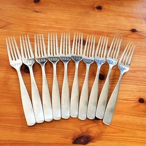 10 Mikasa towle loft or riverside large dinner forks stainless flatware